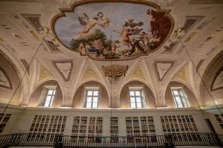 Sala lettura, affresco di Luigi Catani raffigurante l\'Ozio e la sapienza (1789)